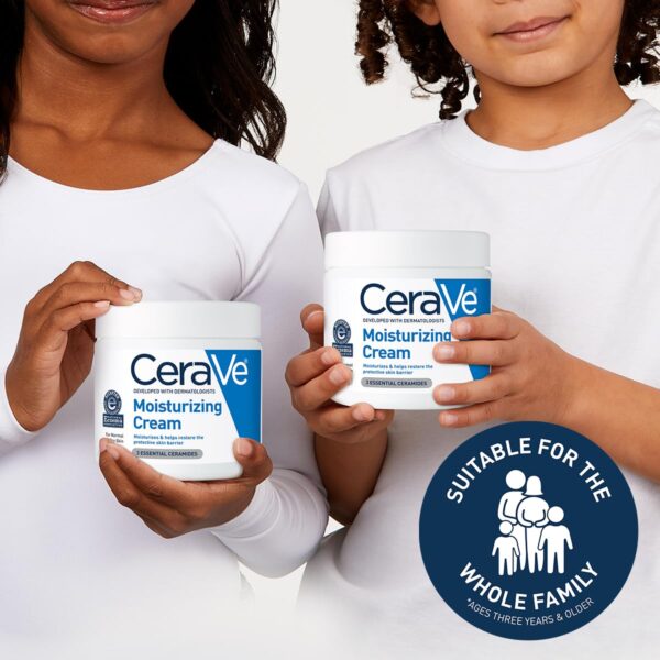 CeraVe Moisturizing Cream, Body and Face Moisturizer for Dry Skin, Body Cream with Hyaluronic Acid and Ceramides - Image 3