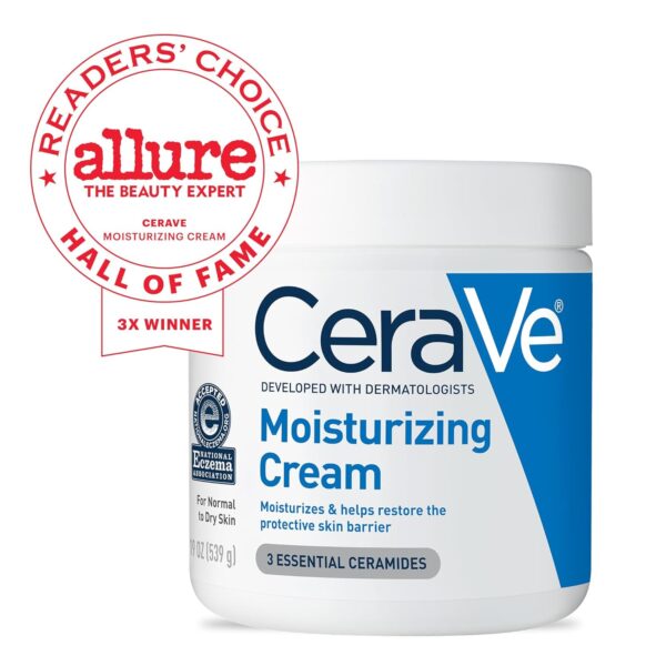 CeraVe Moisturizing Cream, Body and Face Moisturizer for Dry Skin, Body Cream with Hyaluronic Acid and Ceramides - Image 5