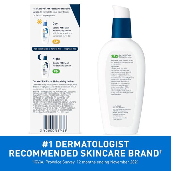 CeraVe PM Facial Moisturizing Lotion, Night Cream with Hyaluronic Acid and Niacinamide, - Image 6