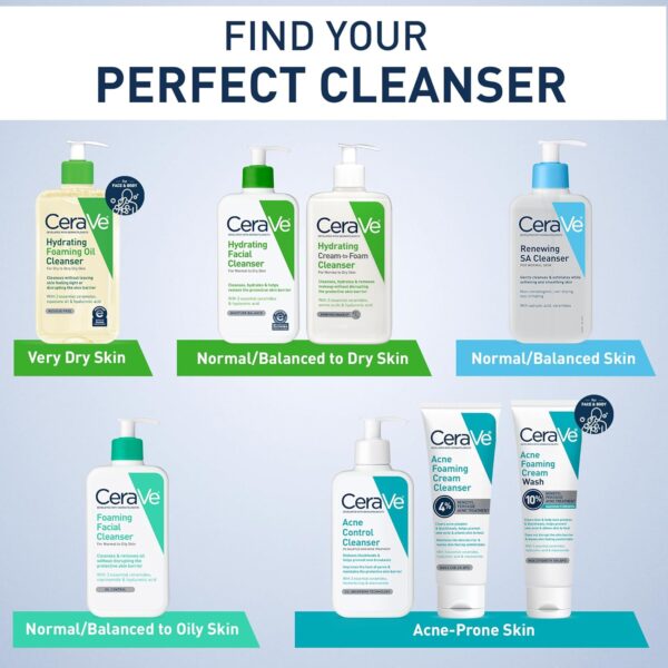 CeraVe Hydrating Facial Cleanser, Moisturizing Face Wash For Dry Skin, Hyaluronic Acid + Ceramides - Image 5