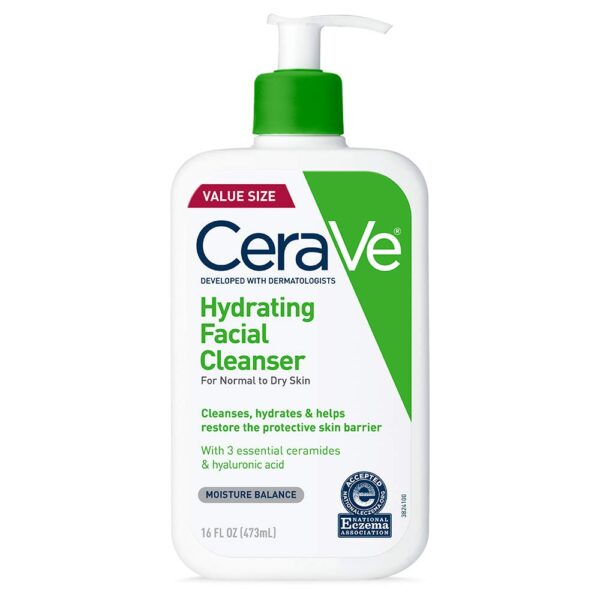 CeraVe Hydrating Facial Cleanser, Moisturizing Face Wash For Dry Skin, Hyaluronic Acid + Ceramides